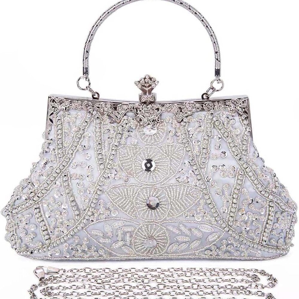 1920s Vintage Beaded Clutch Evening Bags for Women Formal Bridal Wedding Clutch